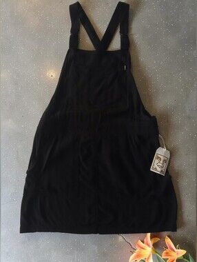 New Obey Jinx Jumper Dress in Black with 5 Large Pockets